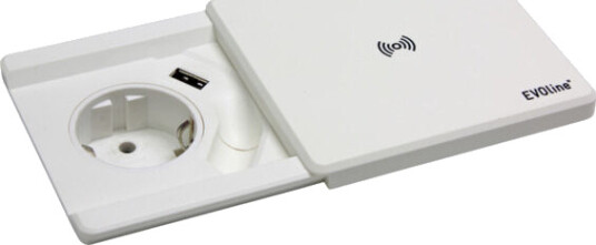 EVOline Square80 hvit 1x stikk 1x 1000mA USB lader Qi - 1504331