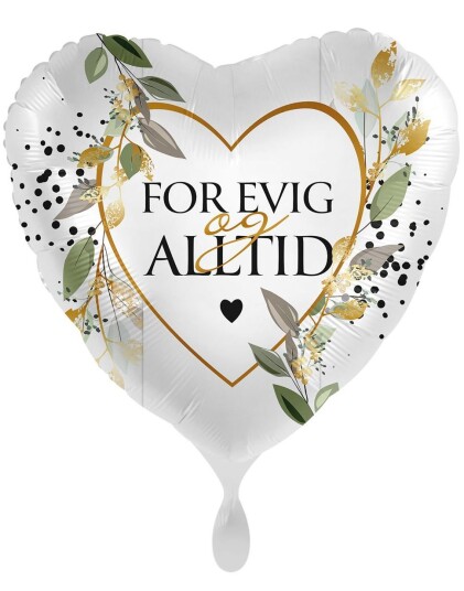 Hjerteformet "FOR EVIG og ALLTID" Floral Folieballong 43 cm