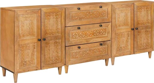 vidaXL Serviesskap 3 stk. 180 x 33,5 x 75 cm heltre mango Brun