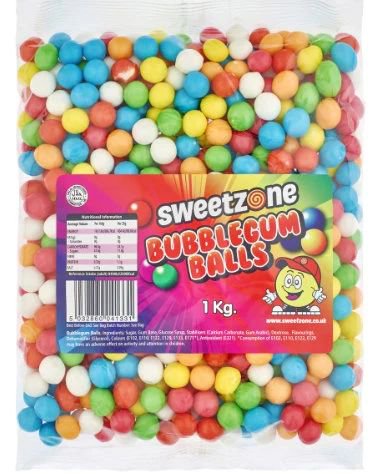 1 kg Sweetzone Bubblegum Balls   Pose med Tyggegummikuler 13 14 mm