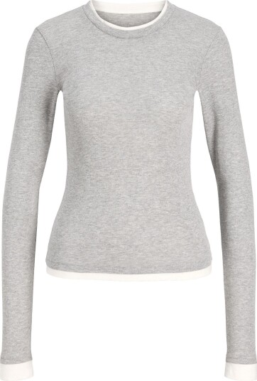 JJXX Jxhenna Str Ls Contrst Tee Jrs LIGHT GREY MELANGE S