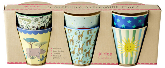 Rice Medium Melamine Cups 6 Pcs Funky Prints