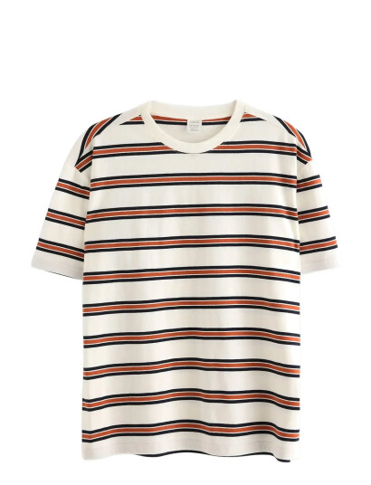Lindex T Shirt Skate Stripe Cream 128