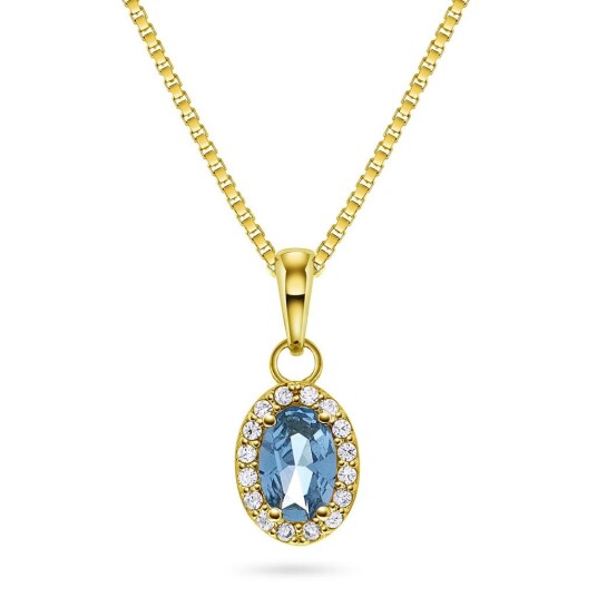 Pan Jewelry Athens Charm smykke i forgylt 925 sølv med syntetisk blå spinell