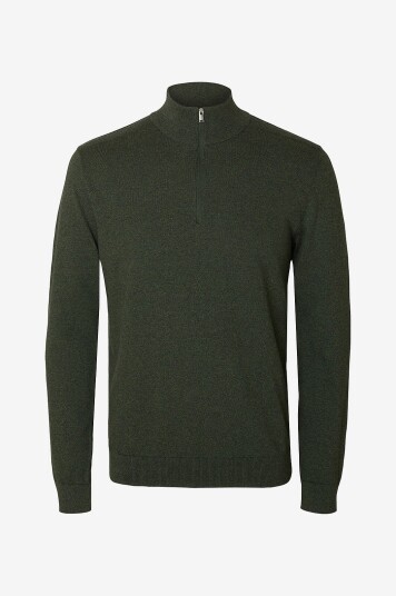 Selected HOMME - Pologenser slhBerg Half Zip Cardigan - Grønn