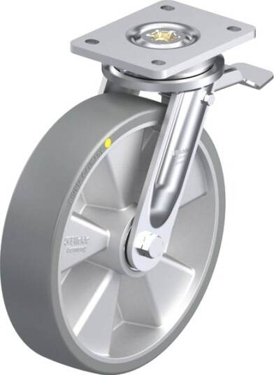 Blickle 852554 Lo-Alth 250K-St-As Styrehjul Med Brems, Hjuldiameter: 250 Mm, Bæreevne (Maks.): 1000 Kg, 1 Stk
