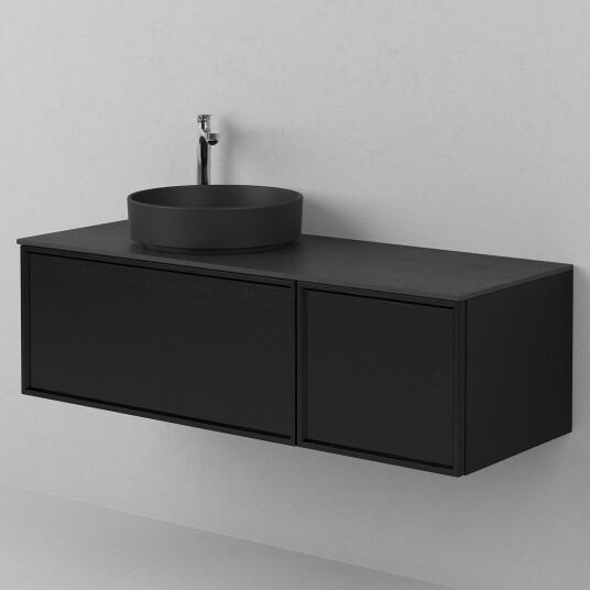 INR Iconic Nordic Rooms Air Wood Servantskap Hel Front med 2 Skuffer og 1 Dør H350xd450mm Black oak / 120cm Høyre