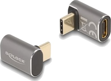 Delock Usb Adapter Usb C Hann Vinklet Til Usb C Hunn Usb 3.2 / Thunderbolt 3 / Displayport 1.4 20 V 5 A Støtte For Power Delivery 3.0 Usb Power Delivery 100 W Up To 40 Gbps Data Transfer Rate Antrasitt