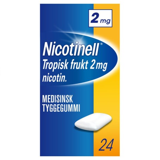 Nicotinell 2 mg tyggegummi tropisk frukt 24 stk Nicotinell 2 mg tyggegummi tropisk frukt 24 stk