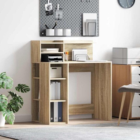  Bord med Oppbevaring Sonoma Eik 90x48x101.5 cm Konstruert Tre