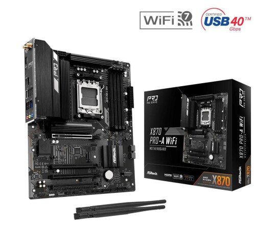 Asrock X870 Pro-A ATX Hovedkort med AMD AM5 Socket og Wi-Fi 7 Asrock X870 Pro-A ATX Hovedkort med AMD AM5 Socket og Wi-Fi 7