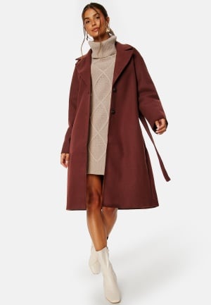 VILA Poko Long Coat Shaved Chocolate 38 VILA Poko Long Coat Shaved Chocolate 38