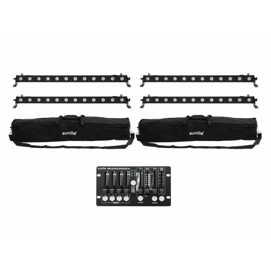 EuroLite Set 4x Led Bar 12 Qcl Rgbw & 2x Soft Bags & Controller