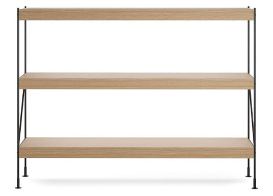 MENU Zet hyllesystem natural oak, 1 x 3, black steel base