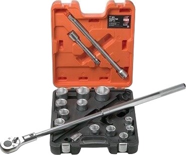 Bahco SLX 17 Pipenøkkelsett 3/4" med 17 deler og 12 stk. sekskantpiper