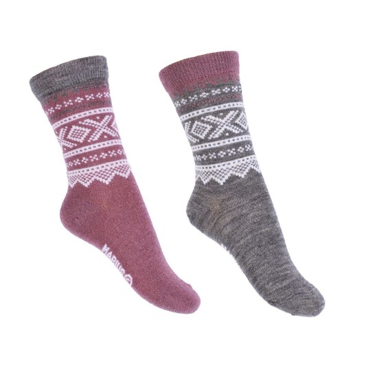 Marius Kids 2-pack Barn Ullsokker Mesa Rose & Grey 21-23