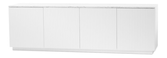 A2 Beam sideboard Hvitlakkert, hvit sokkel, topplate i carrara marmor
