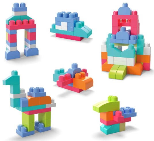 Mega Bloks First Builders Stort Byggekloss Sett 1år+ 60 deler Rosa