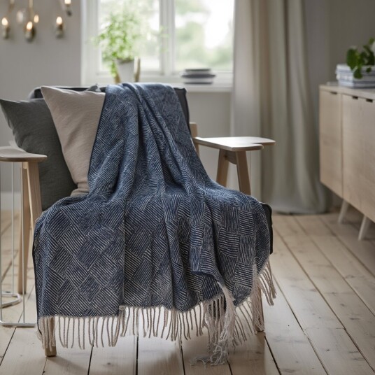 Nordstrand Home Bomullsplaid 130x200 cm   Valencia Avio blå