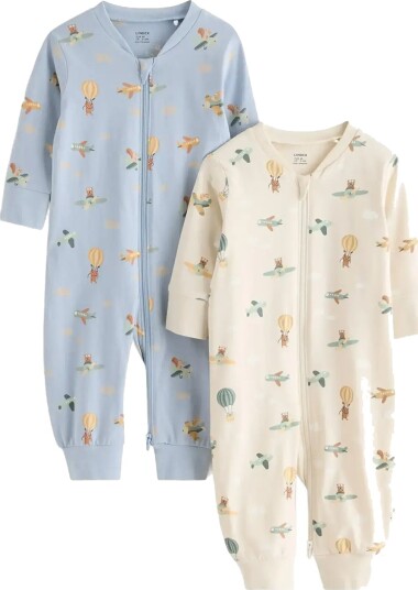 Lindex 2 Pack Pyjamas With Allover Print Blue 80