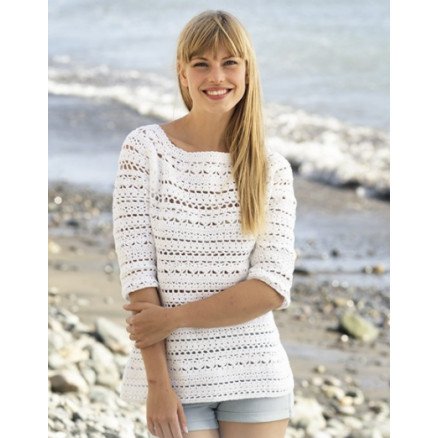 Seashore Bliss by DROPS Design Genser Hekleoppskrift str S XXXL