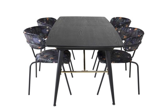 Venture Design Black Veneer & Arrow spisegruppe Svart/flerfarget 4 st stoler & bord Svart x x cm