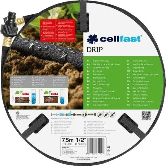 Cellfast Avløpsslange 30 M Drip 1/2" Ø12,5 Mm Inkl. Koblinger