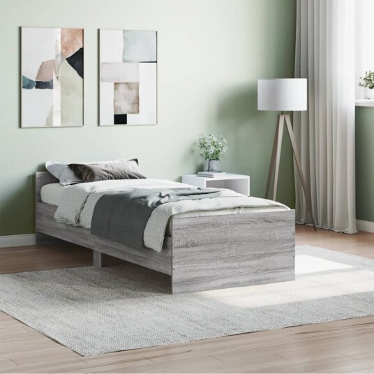 vidaXL Sengeramme grå sonoma 75x190 cm konstruert tre 8721012154377