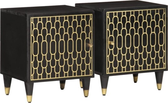  Nattbord 2 stk 40x33x46 cm heltre mango