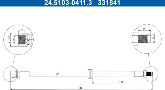 ATE 24.5103 0411.3 Bremseslange ATE 24.5103 0411.3 Bremseslange
