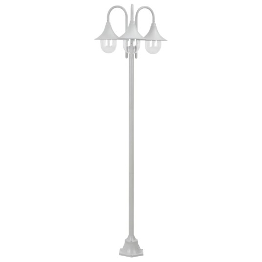 Hagelyktestolpe E27 220 cm aluminium 3 lamper hvit
