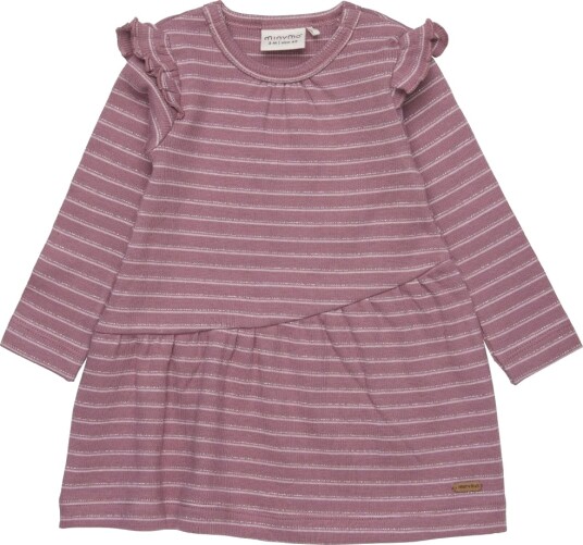 Minymo Kjole   Rib   Grapeshake/Sølv Stripet   Minymo   68   Kjole Lilla Rosa   62