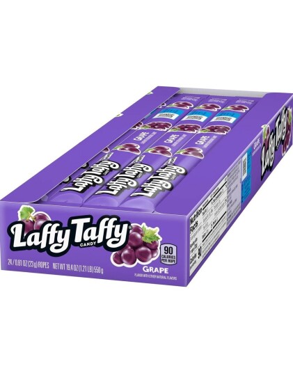24 stk Laffy Taffy Grape   Karamellstang med Smak av Drue 23 gram USA Import   Hel Eske