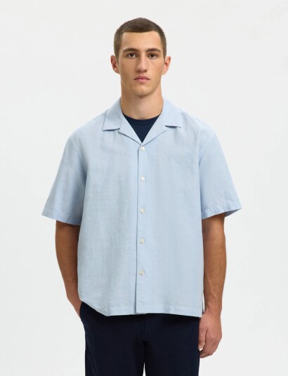 Selected Slmrlxclay Linenblend Ss Shirt Res Noos Blue M Selected Slmrlxclay Linenblend Ss Shirt Res Noos Blue M