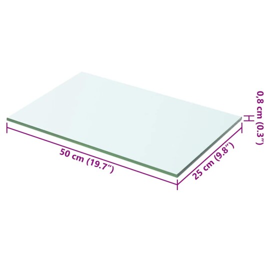 vidaXL Hyllepaneler 2 stk klart glass 50x25 cm vidaXL Hyllepaneler 2 stk klart glass 50x25 cm