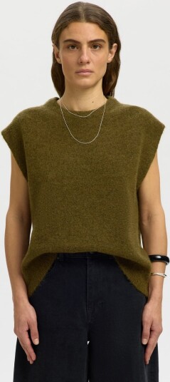 Selected Femme Lulu Short Sleeve Knit Vest Grønn L Selected Femme Lulu Short Sleeve Knit Vest Grønn L