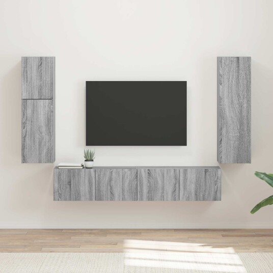 TV benksett Veggmontert 4 pcs Grå Sonoma Konstruert tre TV benksett Veggmontert 4 pcs Grå Sonoma Konstruert tre