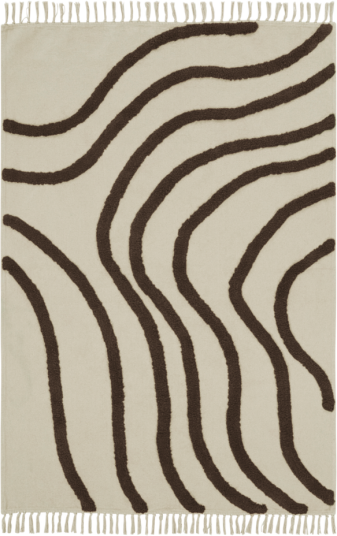 WAVE bomullsteppe økologisk 130x190 cm Naturhvit/sjokoladebrun