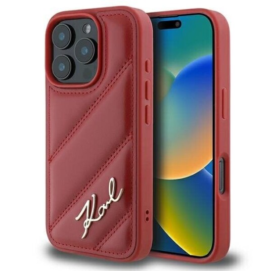 Karl Lagerfeld Quilted Hardcase til iPhone 16 Pro 6,3" Rød Mobildeksel