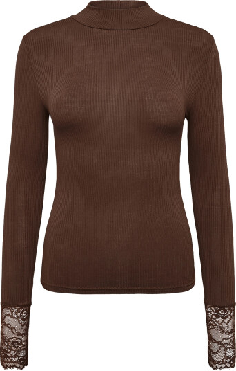 Kaffe Kaomi Turtleneck T Shirt   Brown   S