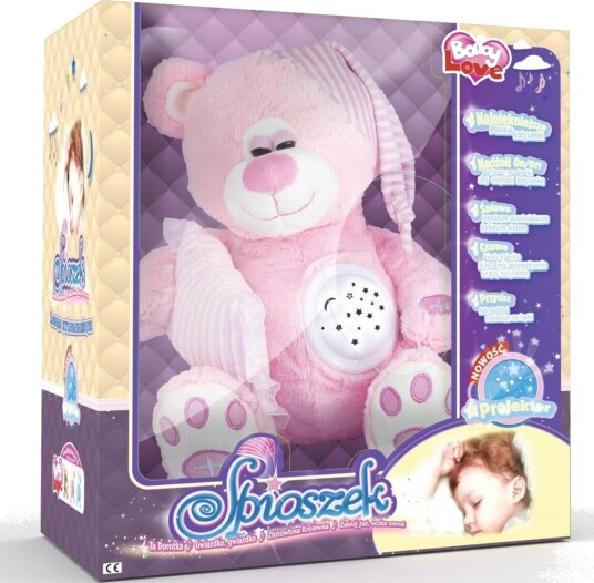 Madej Kosebamse med Projektor 3+ År Rosa