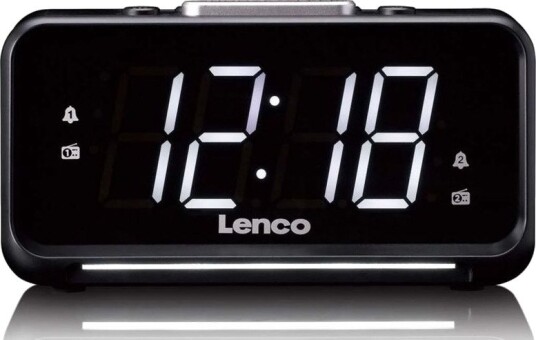 Lenco CR-28BK Vekkerklokke - 1.8" skjerm, alarm, slumre- og innsovningstimer - svart Lenco CR-28BK Vekkerklokke - 1.8" skjerm, alarm, slumre- og innsovningstimer - svart