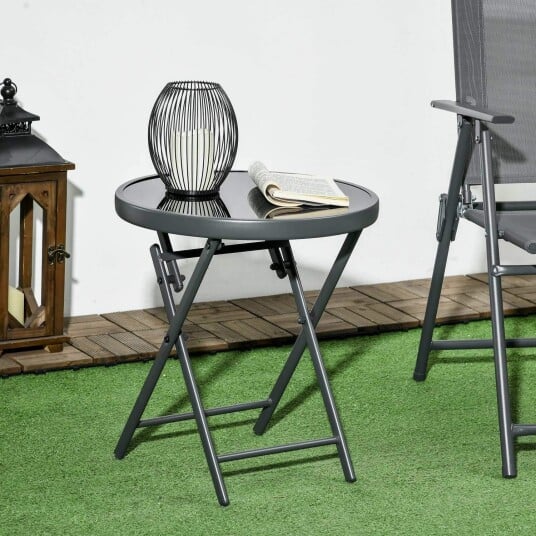 Outsnuuy sammenleggbart sidebord sammenleggbart glassbord lite campingbord rundt sofabord balkongbord for balkong terrasse, Outsnuuy sammenleggbart sidebord sammenleggbart glassbord lite campingbord rundt sofabord balkongbord for balkong terrasse,