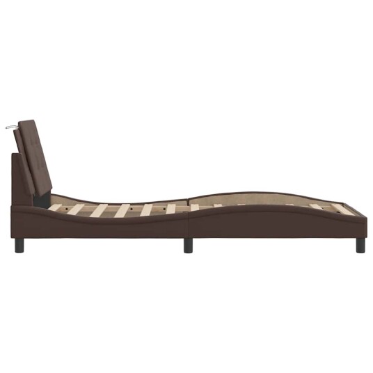 Sengeramme med hodegavl brun 90x200 cm kunstlær 8721012346413
