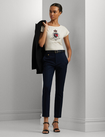 Lauren Ralph Lauren Double-Faced Stretch Cotton Pant - Blue - 44 Lauren Ralph Lauren Double-Faced Stretch Cotton Pant - Blue - 44