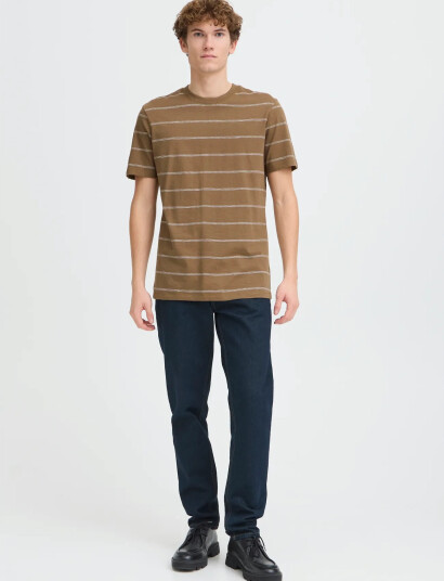 Casual Friday Cflie 0256 Striped Slub Tee Khaki green L