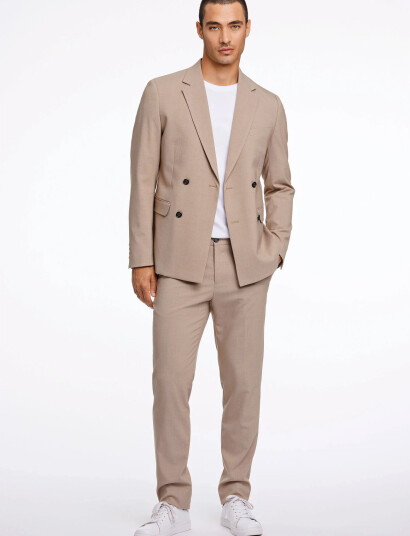 Lindbergh Plain Db Mens Suit   Normal Length   Beige   52