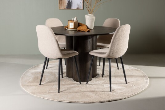 Venture Home Olivia Spisegruppe 110 cm Rund med 4 Polar Stoler Beige