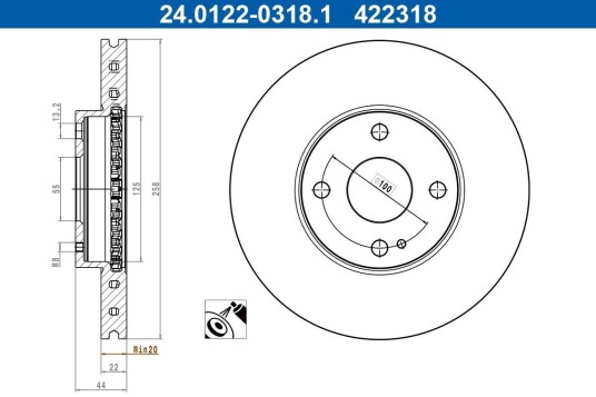 Bremseskive ATE 24.0122-0318.1
