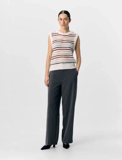 Object Objzelia S/L Re Knit Top 140 - White - XS